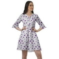 thumbnail image 1 of Moomaya Women Printed Drawstring Mini Dress V Neck Ruffle Sleeves Summer Dress, 1 of 4