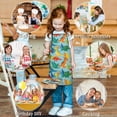 thumbnail image 5 of Colorful Dinosaur Pattern with Leaves Kids Aprons for Girls and Boys,Adjustable Neck Strap Toddler Aprons for Kids Cooking Baking, 5 of 5