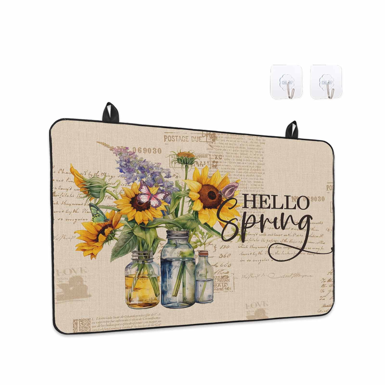 Sunflower Stove Top Cover for Electric Stove, Heat-proof & Non Slip Glass Top Stove Cover Protector, Spring Floral Summer Botanical Farmhouse Kitchen Flat Cooktop Rubber Mat 24x21 Inches