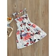 thumbnail image 3 of Gureui Toddler Infant Baby Girls Summer A-line Dress,Tie-up Smocked Butterfly/ Heart/ Star  Stripe Print Spaghetti Strap One-piece, 3 of 8