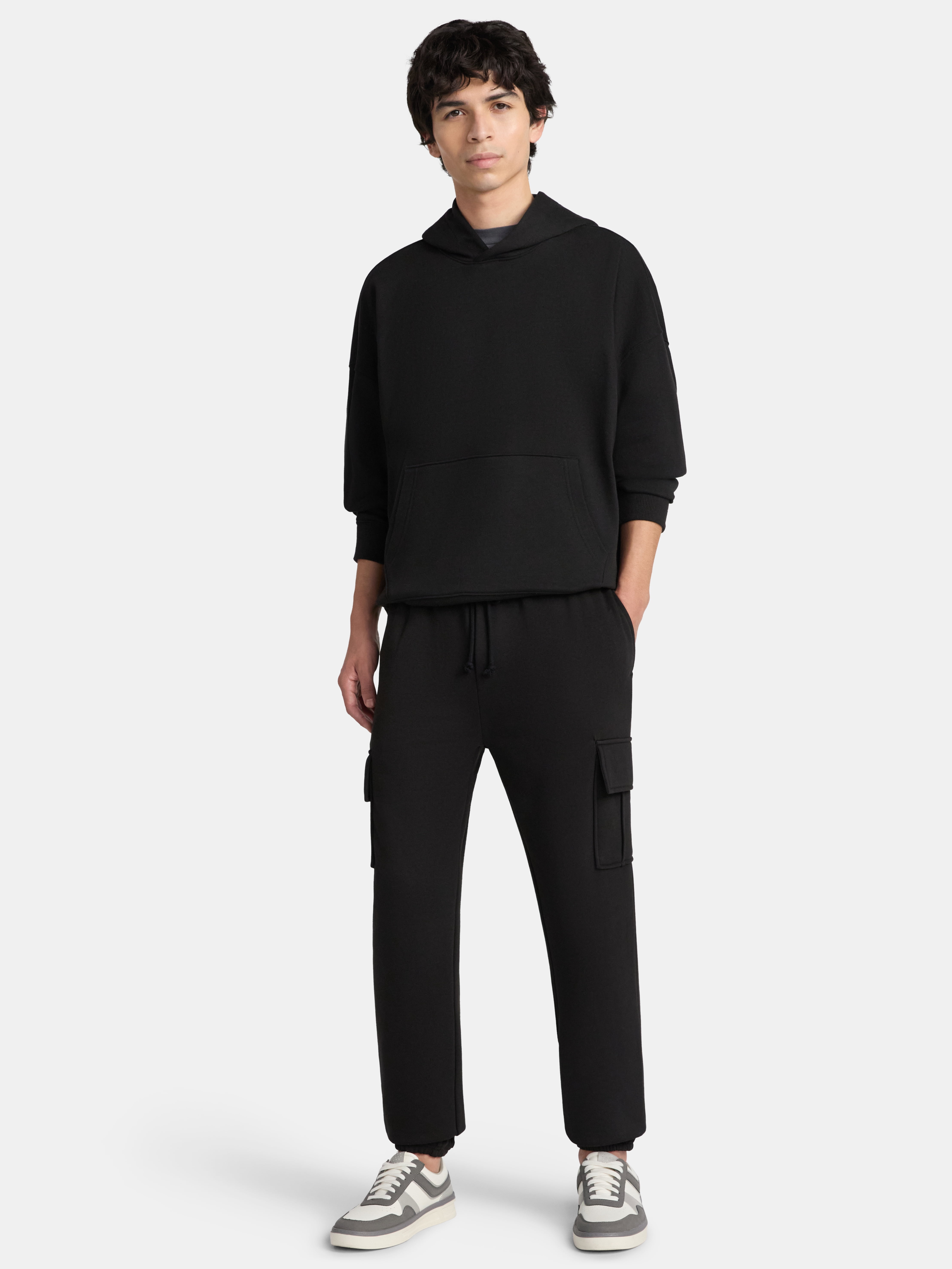 No Boundaries Cargo Jogger Fleece Sweatpants, 30'' Inseam, Men's & Big Men's