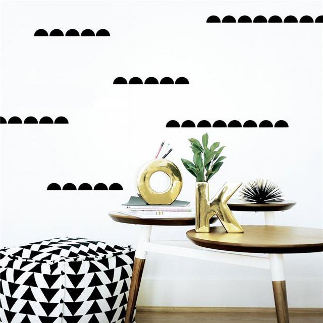 Trendy Peas WD-SC-2 Demi-Cercle Sticker Mural - Noir