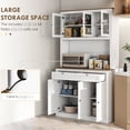 thumbnail image 3 of White Kitchen Hutch with Microwave Stand | Hold Dishes, Napkins and Appliances | Cable Hole for Convenient Appliance Use, 3 of 5