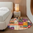 thumbnail image 2 of Round Rugs 3Ft, Spring Floral Round Area Rug Washable Indoor Throw Carpet, Summer Botanical Retro Checkered Colorful Small Non Slip Circle Rug for Bedroom Living Room Home Decor Aesthetic, 2 of 8