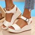 thumbnail image 4 of Xucatan Women's Wedge Heel Sandals, Thick Sole Open Toe Slides with Non Slip Rubber Outsole, Comfortable Cushioned Casual Shoes, Versatile Everyday Holiday Style Gift, 4 of 9