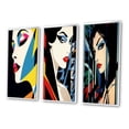 thumbnail image 3 of Designart "Pop Art Retro Portrait of a Woman VI" Woman Pop Art Framed Wall Art Set Of 3 - White Glam Frame Canvas Set For Living Room Decor, 3 of 6