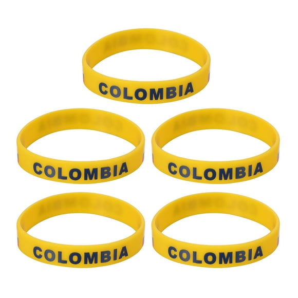 EeaseMX Pulsera deportiva de silicona con estampado de bandera de país, 5 unidades, elegante, para partidos de fútbol.