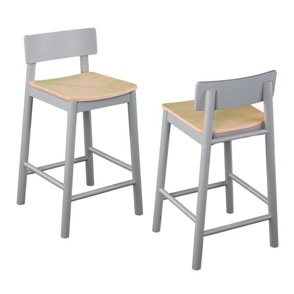Contemporary Home Living Set of 2 Gray and Beige Two-Tone Counter Stools