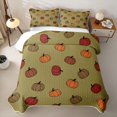 thumbnail image 2 of Manfei Cartoon Fall Pumpkin Quilt Full for Boys Girls, Olive Tone Print Full Bedspread Sets, 2 of 7