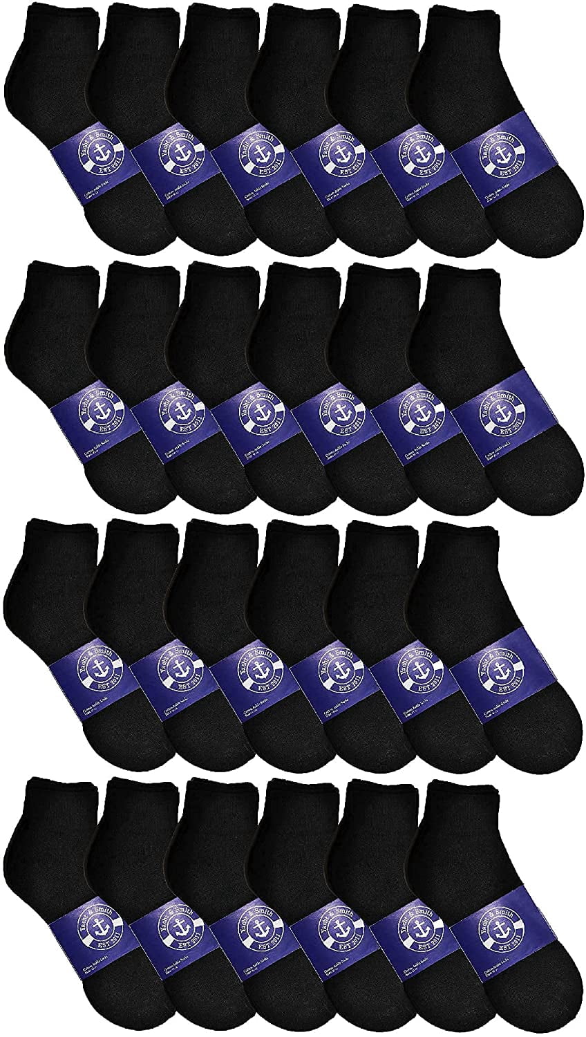 Mens Quarter Ankle Socks, Cotton, Cheap Value Ankle Sock, Donation Homeless, Lightweight Bulk (12 Pairs Mens Black)