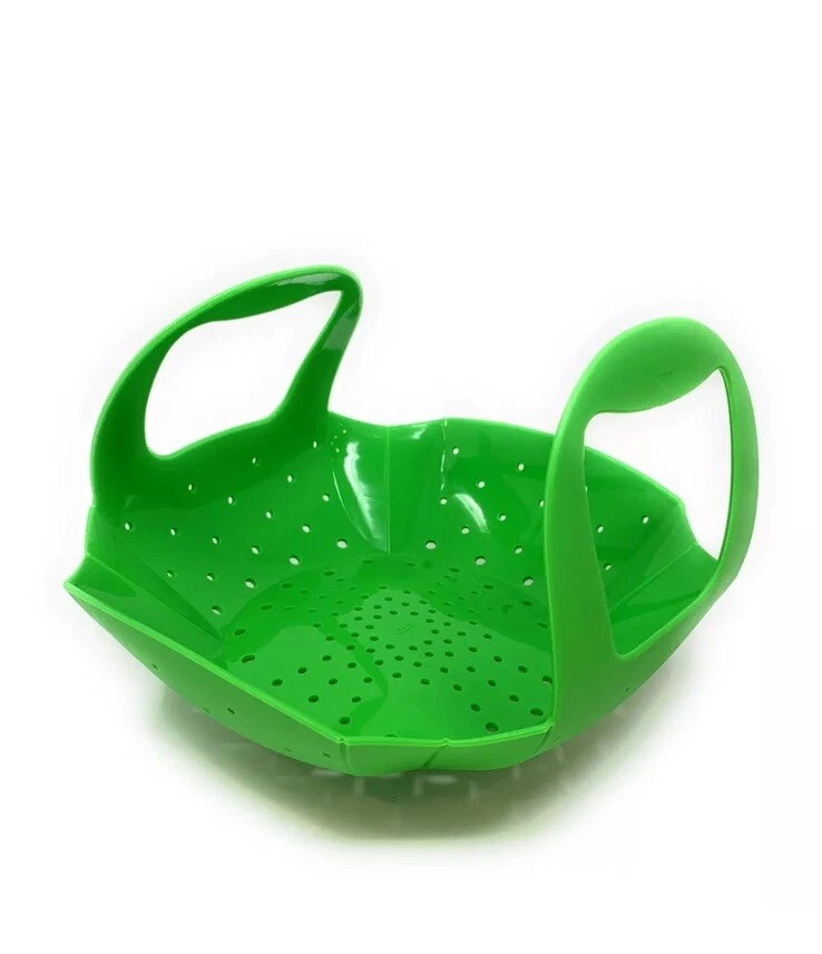OXO Silicone Pressure Cooker Set – 3 Piece Egg Steamer Basket, Cooking Rack & Rack Handles – Red, Yellow, Green