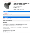 thumbnail image 2 of Trunk Lining Retainer - Compatible with 2008 - 2018 Chevy Impala 2009 2010 2011 2012 2013 2014 2015 2016 2017, 2 of 2