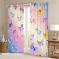 thumbnail image 2 of jejeloiu Kawaii Flying Butterfly Curtains Pack of 2 (42x84 Each),Watercolor Ombre Effects Curtains Blackout,Colorful Gradient Butterflies Bedroom Curtains For Girls,Microfiber Bedroom Decor, 2 of 6