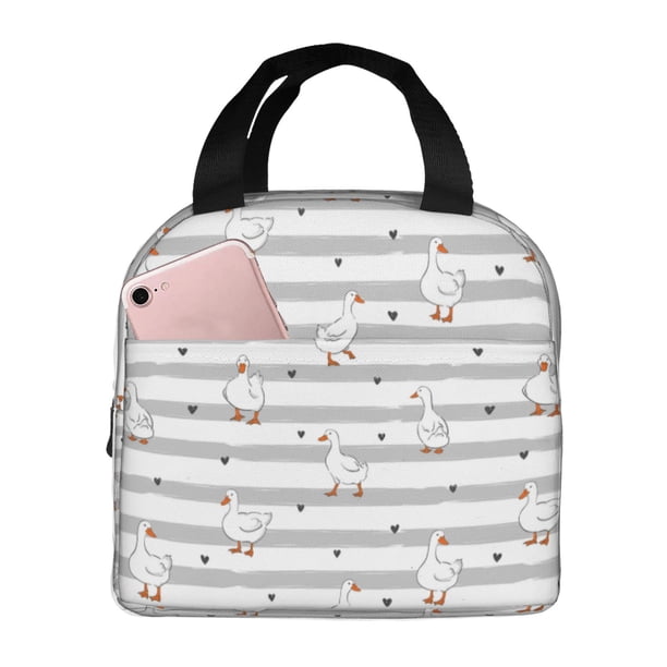 Easygdp Cute Goose Bolsa Térmica Premium - Tela Oxford Impermeable, Gran Capacidad, Bolsillo Frontal, Unisex para Trabajo, Escuela, Actividades al Aire Libre y Picnics