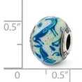 thumbnail image 3 of Reflection Beads QRS2518 Sterling Silver Italian Decorative Blue & White Glass Bead - Polished & Antiqued, 3 of 3