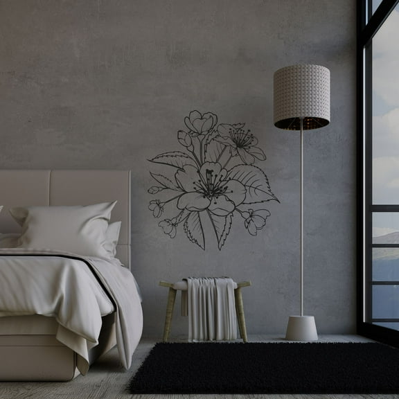 Flower Sakura Blossoms Cherry Blossom Japanese Plant Romantic Wall Sticker Art Decal for Girls Boys Kids Room Bedroom Nursery House Fun Home Decor Stickers Wall Art Vinyl Decoration Size (28x30 inch)