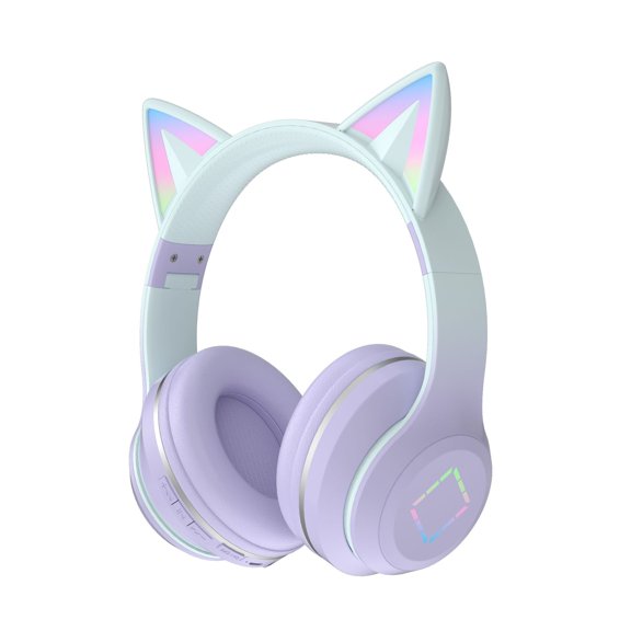 Cat Ear Gradient Bluetooth Headphone RGB Light TF/AUX HIFI Surround Stereo ANC Noise Reduction Headset for Playing games