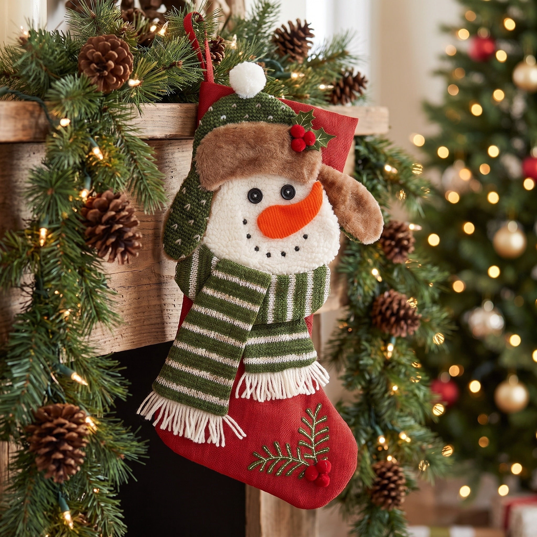 Burlap Snowman Christmas Stocking, Multicolor, 18", by Holiday Time