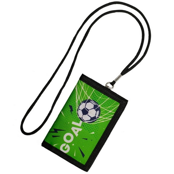 Kids Wallet for Boy Girls Trifold Football Wallet with Lanyard Card Holders and Zippered Coin Pocket Birthday Gifts
