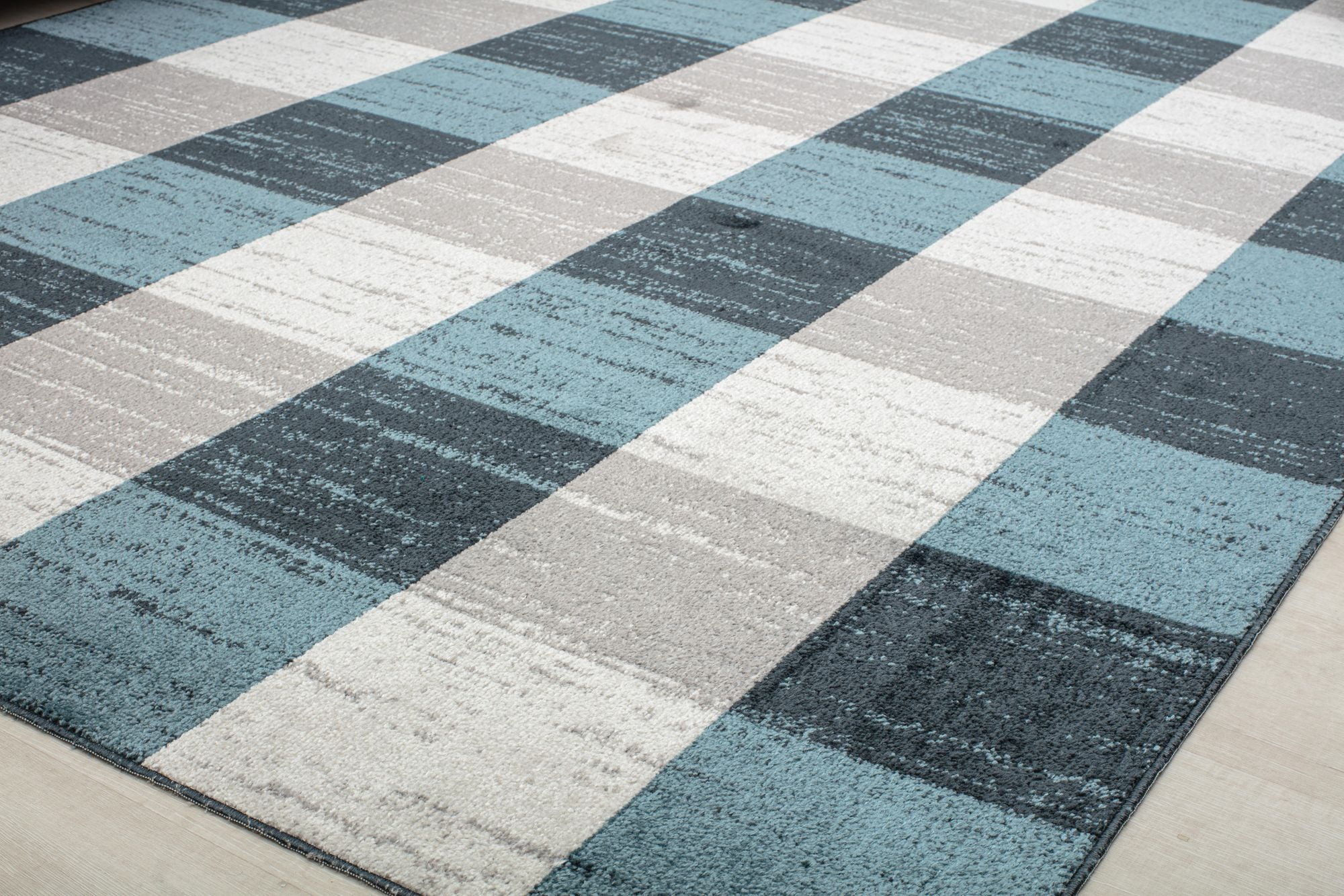 Rugs America Jaelyn JD65A Bedford Check Modern Contemporary Blue Area Rug, 8'0"X10'0"