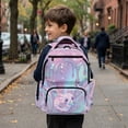 thumbnail image 4 of Jeiento Glowing Axolotl Kids Backpack for School 17 Inch Large Capacity Water-Resistant Polyester School Backpack for Elementary Girls Multi-Pocket Lightweight Adjustable Straps Daypack, 4 of 7