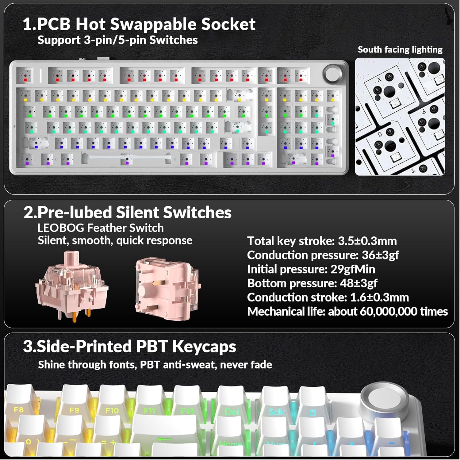 Restored AULA F99 Pro Wireless Mechanical Keyboard-Silent Version,BT5.0/2.4GHz/USB-C Hot Swappable Custom Keyboard,Gasket Structure,Pre-lubed Linear Switches RGB Backlit Computer Gaming Keyboards (Refurbished)