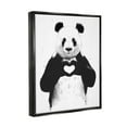 thumbnail image 4 of Stupell Industries Black and White Panda Bear Making a Heart Ink Illustration Metallic Gold Framed Floating Canvas Wall Art, 24x30, by Balazs Solti, 4 of 5