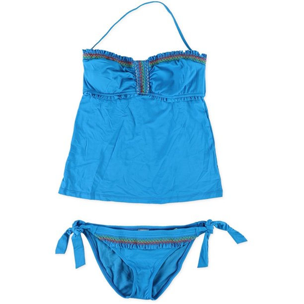 Lucky Brand Bandeau de 2 piezas con lazo lateral cosido para mujer, azul, pequeño Lucky Brand Bandeau