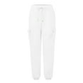 thumbnail image 5 of Summer Pants for Women Sweatpants Cargo Lined Baggy Athletic Jogger With Pockets 2024 Casual Trendy Pants Fall Outfits Slim Fit for Women Work Sequin Casual Tied Sweat Rave White XL, 5 of 6