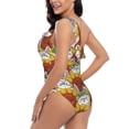 thumbnail image 4 of Pofeuu Cartoon Sunflowers Print Women's One Piece Swimsuits One Shoulder Swimwear Asymmetric Ruffle Monokinis Bathing Suits-X-Large, 4 of 6