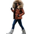 thumbnail image 2 of UKAP Ladies Thickened Jacket Hoodies Outwear Hooded Coat Slim Puffer Winter Warm Orange 2XL, 2 of 7