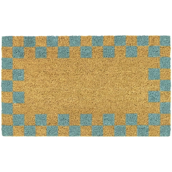 Blue Checkerboard Border Doormat