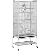 Yaheetech 69''H Extra Large Rolling Metal Pet Cage with Detachable Stand, White