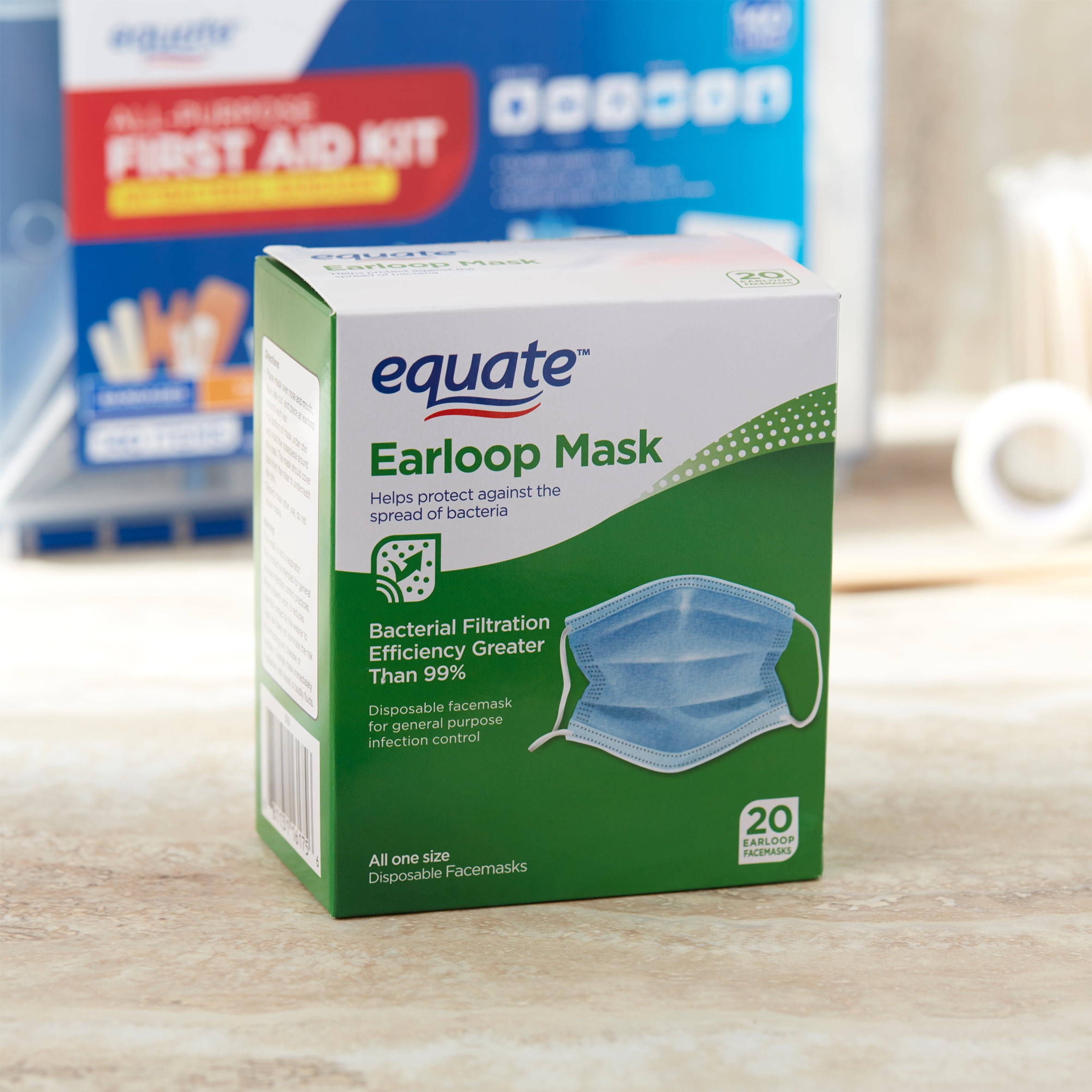 Download 2 Pack Equate Earloop Disposable Facemasks 20 Count Walmart Com Walmart Com PSD Mockup Templates