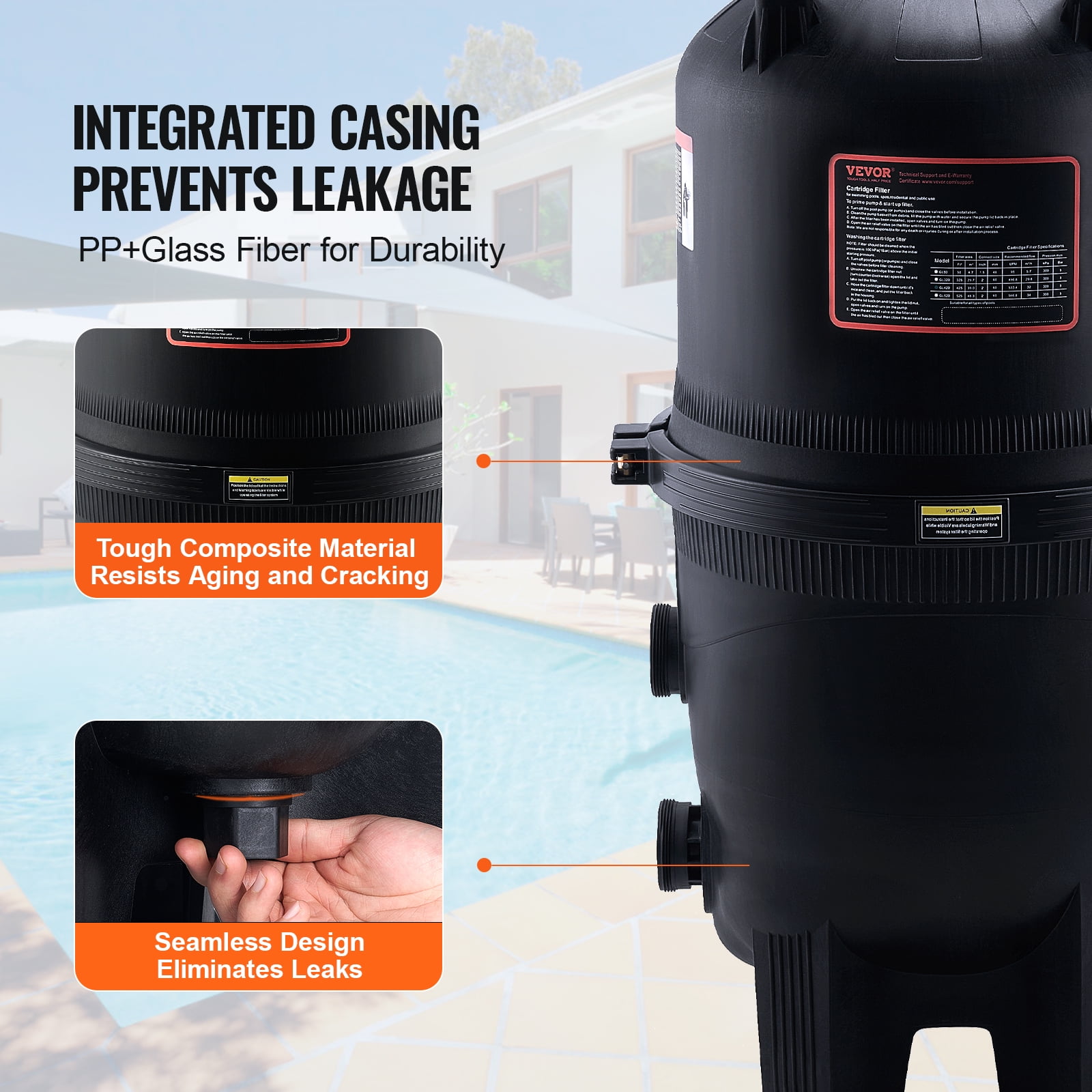 KFFKFF 325Sq.Ft Pool Cartridge Filter In/Above Ground Swimming Pool Filtration