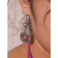thumbnail image 4 of Bohemian Vintage Style Geometric Blue and Red Dangle Earrings, Ethnic Jewelry for Women, 4 of 7