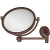 8 Inch Wall Mounted Extending Make-Up Mirror with Smooth Accents - Antique Copper / 5X