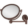 8 Inch Wall Mounted Extending Make-Up Mirror with Smooth Accents - Antique Copper / 4X