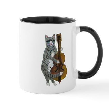 

CafePress - Cat And Cello Mug - 11 oz Ceramic Mug - Novelty Coffee Tea Cup