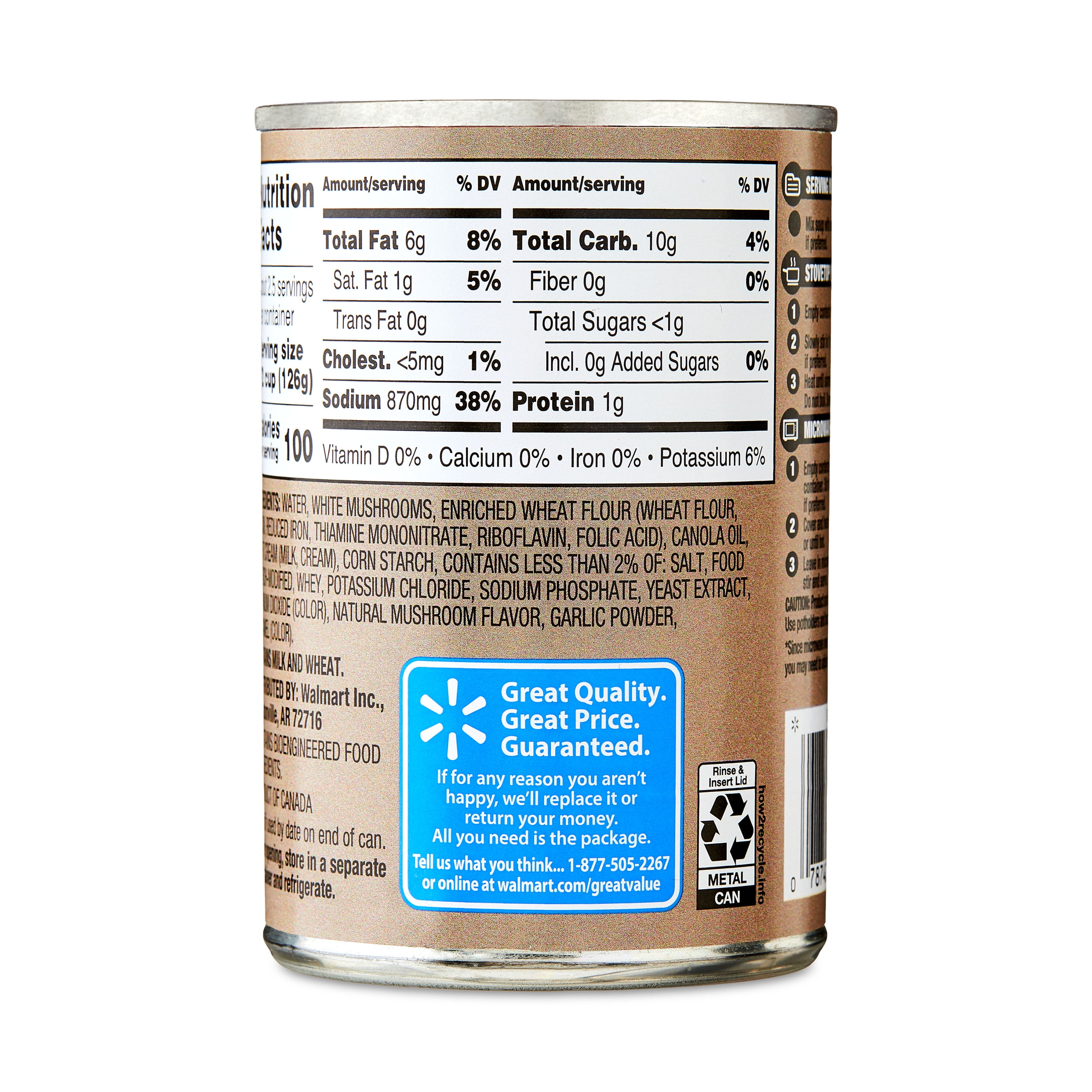 Great Value Cream of Mushroom Condensed Soup, 10.5 oz