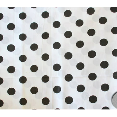 Polycotton Fabric Printed POLKA DOTS BLACK WHITE BACKGROUND / 60