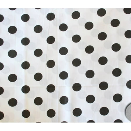 - Polycotton Fabric Printed POLKA DOTS BLACK WHITE BACKGROUND / 60