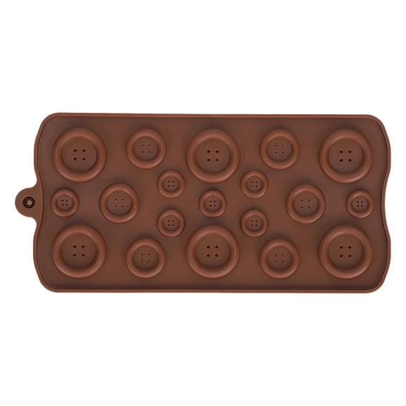 Button Silicone Mold with -Grade Non-Stick Material, 1-Pack, Brown, for Chocolate and Candy Crafting, Baking Tool