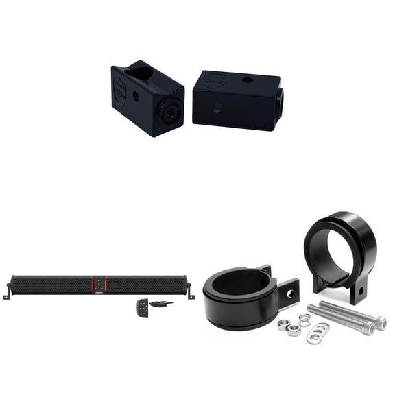 Wet Sounds STEALTH-XT-12-B STEALTH XT 12 Speaker All-In-One Amplified Bluetooth Soundbar With Remote – Black with Slider Brackets and 2.00" Round Clamps