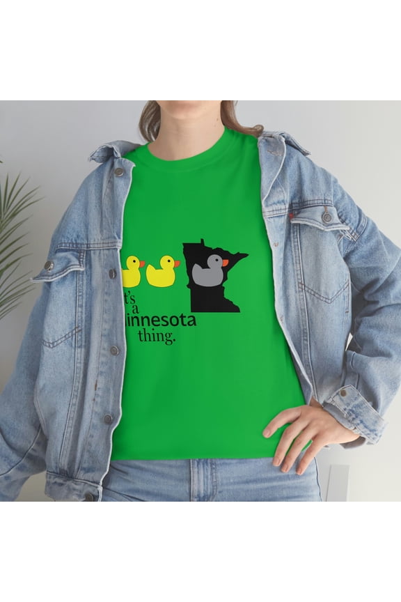 Minnesota T-Shirt | Duck Duck Grey Duck Tee | Funny Tee | MN State Pride | Small State Emblem | Unisex Heavy Cotton Tee