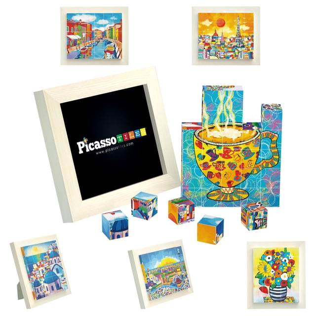 Bloque de construcción de juguete con cubos magnéticos PicassoTiles 6 en 1 para niños
