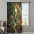thumbnail image 4 of Forest Sheer Curtains 54 Inches Long, Vintage Cottage Mushroom Tree Floral Green Light Filering Curtains, Breathable Simi Curtain Privacy Drapes for Kitchen Bathroom Nursery Small Window Treatment, 4 of 9