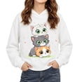 thumbnail image 3 of Wilak Girls Cats Printed Hoodies Sweatshirts Size 2-8, Pullover Long Sleeve Casual Cute Kids Fall Tops White, 3 of 7
