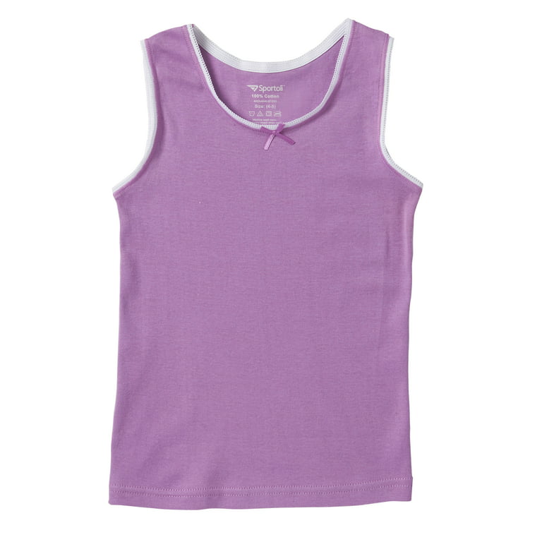 Sportoli Girls Ultra Soft 100% Cotton Tank Top Tagless Cami Undershirts (4  Pack)