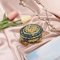 thumbnail image 2 of ABPETE Vintage Metal Jewelry Box - Oval Trinket Box Ring Case with Rose Pattern Jewelry Storage Box for Ring Earrings Necklace, Keepsake Box for Women, Blue, 2 of 18